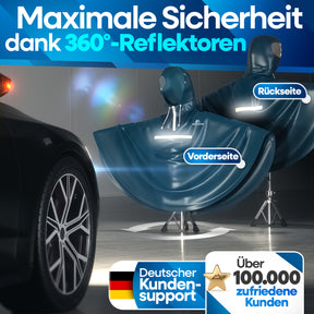 Dunkelblauer Nextcover Regenponcho mit 360-Grad-Reflektoren für maximale Sichtbarkeit, deutschem Kundensupport und über 100.000 zufriedenen Kunden.