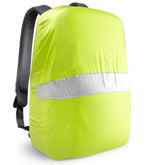 Nextcover Rucksack-Regenhülle in leuchtendem Neon-Gelb, wasserdicht und mit reflektierendem Streifen für erhöhte Sichtbarkeit und Schutz bei Regen.